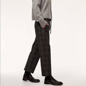 Aritzia Plaid Cropped Ankle Pants in Charcoal and Dark Green